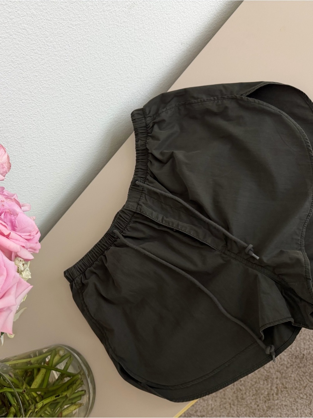 Aritzia Olive Green Elastic Waist Athletic Shorts